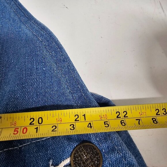 70s-80s Roebucks Blue‎ Denim Overalls Straps Utility Workwear Men's L - Picture 10 of 15